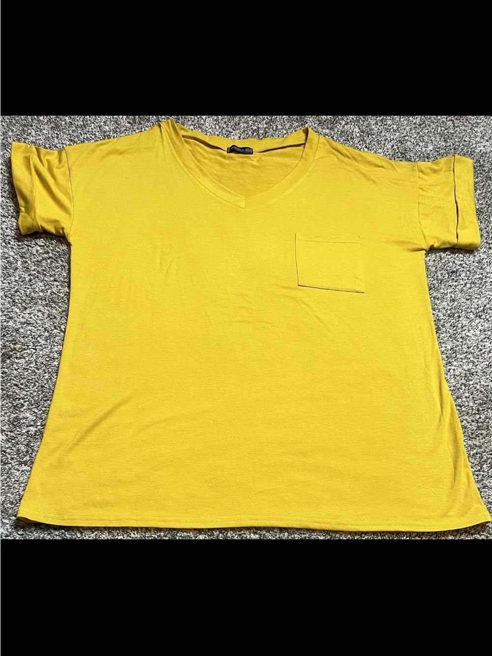 Yellow V-Neck Pocket Women's Top